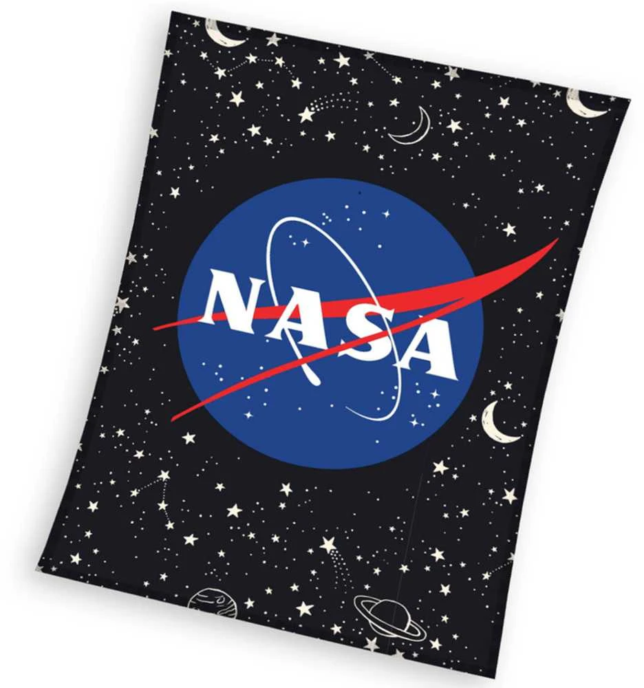 MCU Fleece antklodė 130x170 Nasa juoda mėlyna vaikiškas pledas C24