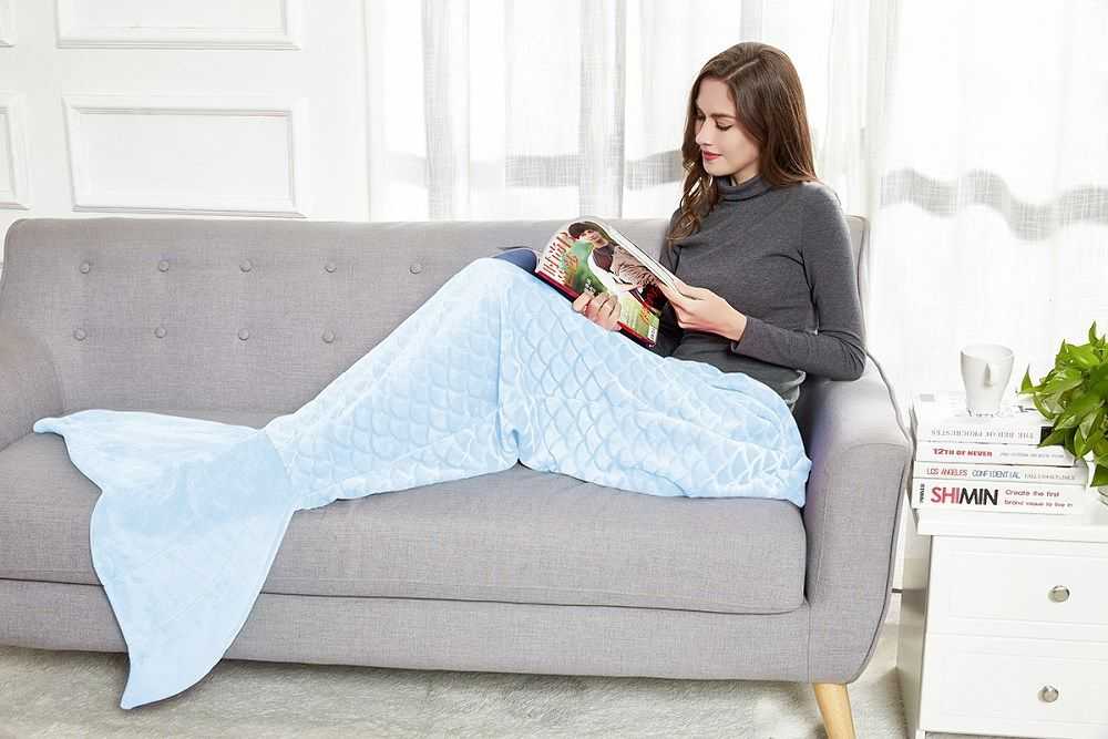 Pledas DecoKing Siren 140 cm, spalva: pastelinė mėlyna