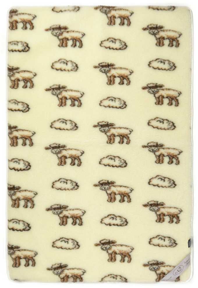 Merino vilnos pledas, 200x200 cm, avių raštas, kreminė spalva, ištisus metus, termoreguliacinis, rankų darbo, 480 g/m², natūrali vilna, šilta antklodė