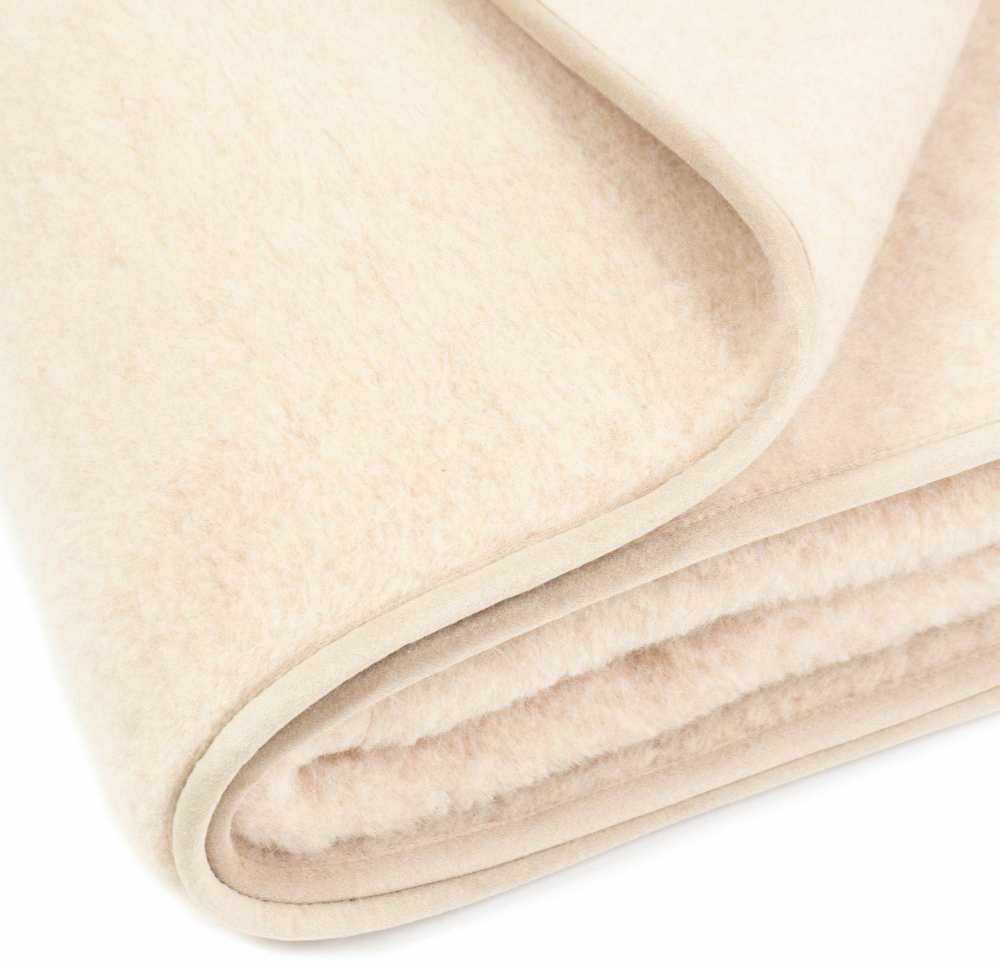 Vilnos pledas Australijos merinosų kapučino 135x200 cm, storas 600 g/m², šiltas užtiesalas su apvadu, natūralios vilnos antklodė sofai ir lovai, minkštas vilnonis apklotas