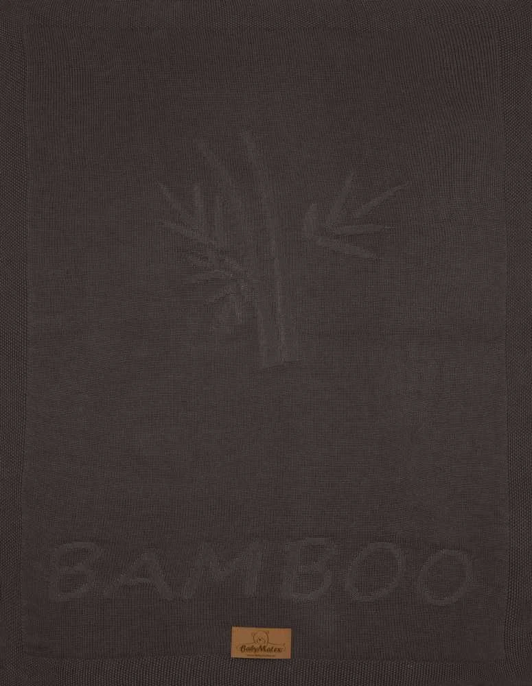 Tamsiai pilka bambukinė antklodė su raštu 80x100