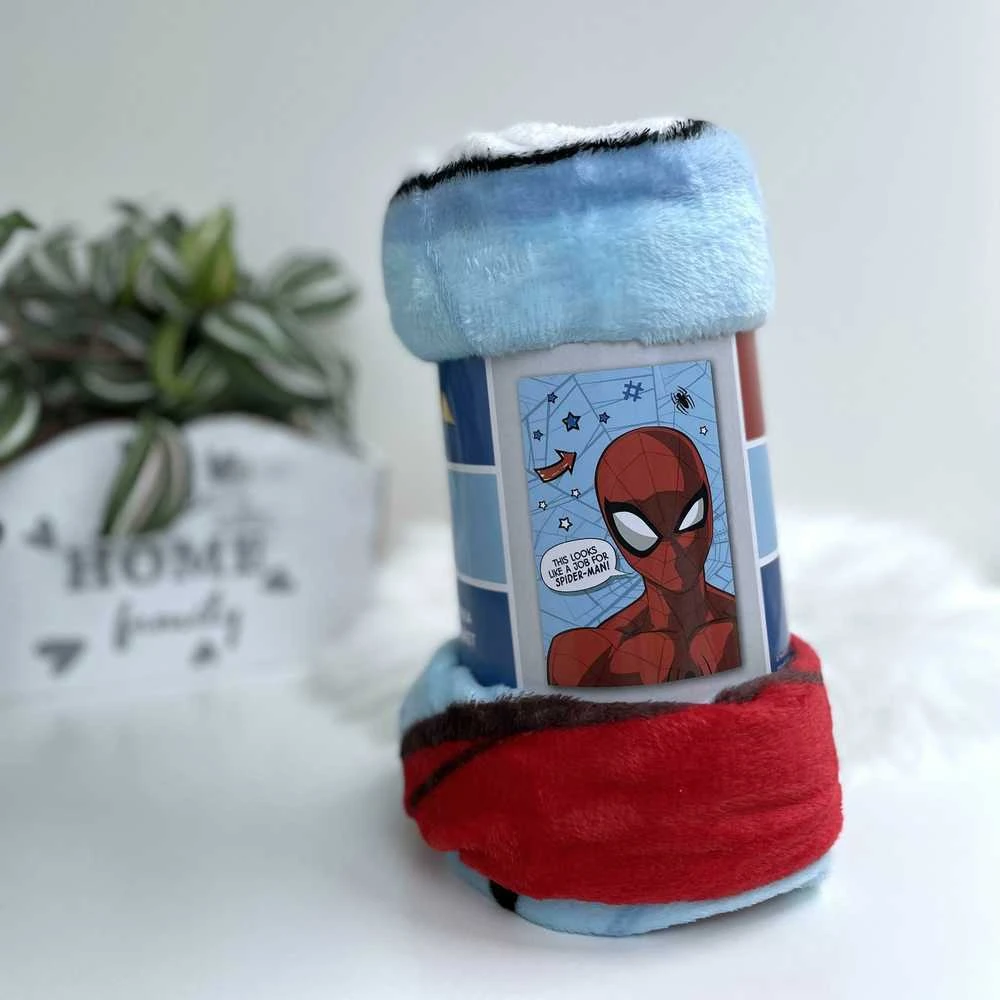 Kocyk su mikrofibry 100x150 Spider-man mėlyna raudona JF23