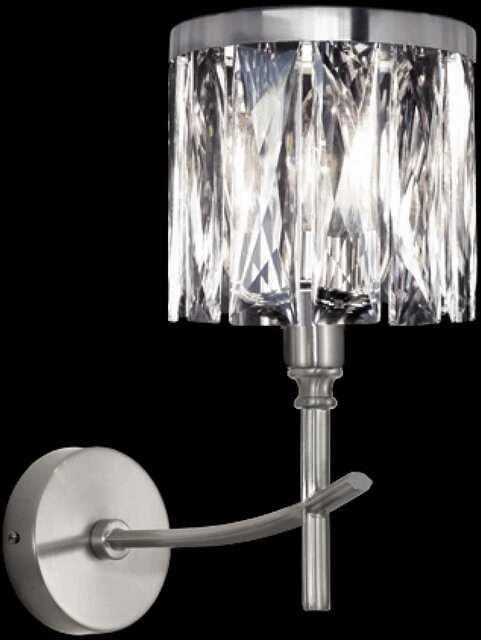 Eurofirany Sidabrinis kristalinis sieninis šviestuvas, K9 kristalų ir metalo konstrukcija, dekoratyvinis apšvietimas glamour ir klasikiniam interjerui, 25x13x30 cm sieninė bra, prabangus šviestuvas