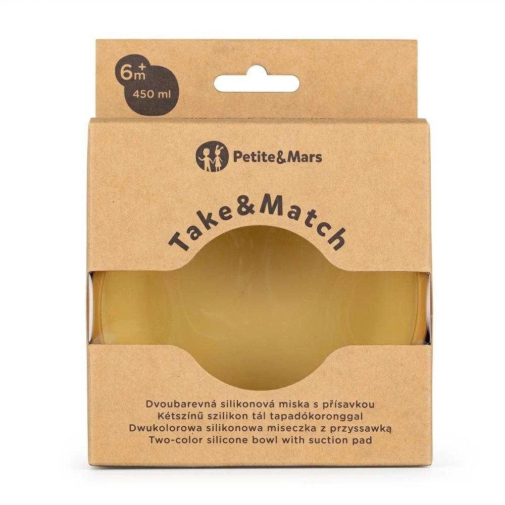 Petite&Mars Take&Match - dviejų spalvų dubuo su siurbtuku, 450 ml | Intensyvi ochra