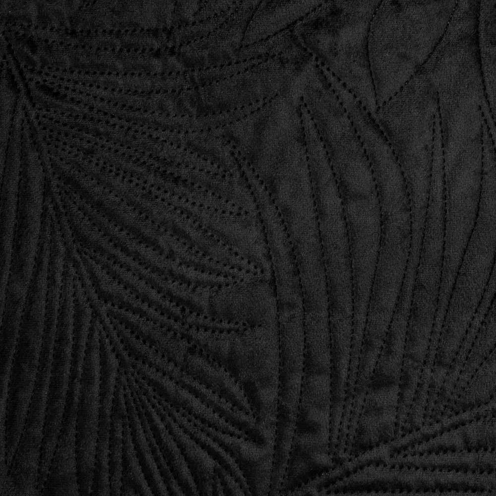 Eurofirany DESIGN 91 LUIZ / 4 Aksominė lovatiesė, dygsniuota karšto spaudimo būdu su palmių lapų raštu, 170X210 cm, spalva: juoda Lovatiesė