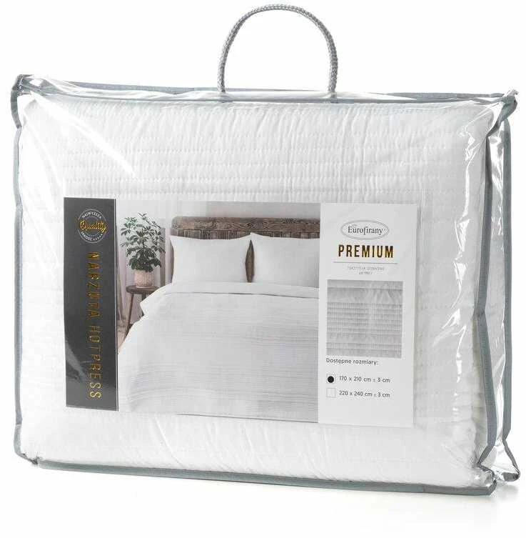 Eurofirany Baltas dekoratyvinis pledas 170x210 cm, dygsniuota lovatiesė, poliesterio miegamojo užtiesalas, minkštas lovos pledas, modernaus stiliaus lovos užvalkalas Lovatiesė
