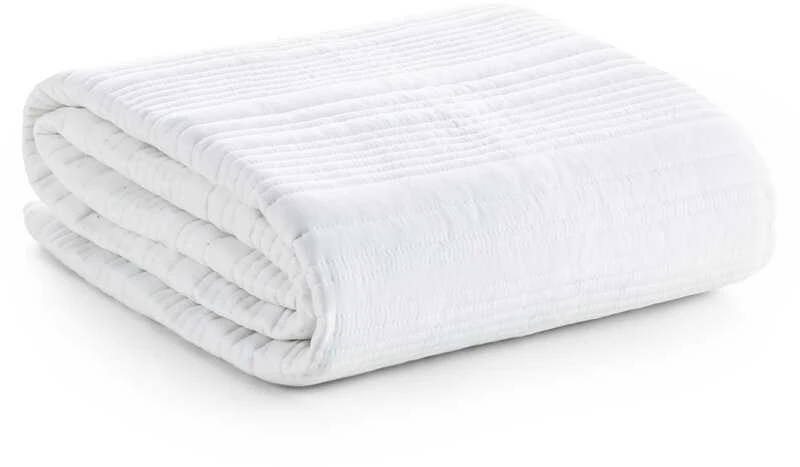 Eurofirany Baltas dekoratyvinis pledas 170x210 cm, dygsniuota lovatiesė, poliesterio miegamojo užtiesalas, minkštas lovos pledas, modernaus stiliaus lovos užvalkalas Lovatiesė