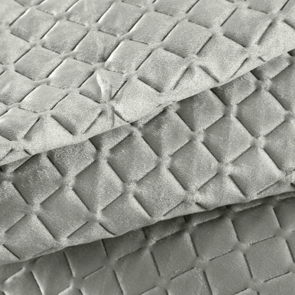 Eurofirany Sidabrinis geometrinis aksominis užtiesalas, dvipusis dekoratyvinis lovos užtiesalas, 220x240 cm, karšto spaudimo dygsniavimas, modernus miegamojo dekoras, prabangi lovatiesė Lovatiesė