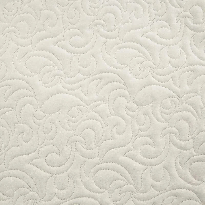 Eurofirany Kreminė lino imitacijos dekoratyvinė lovatiesė, 220x240 cm, minkštas užpildas, zigzago raštas, sofos užtiesalas, lovos uždangalas Lovatiesė