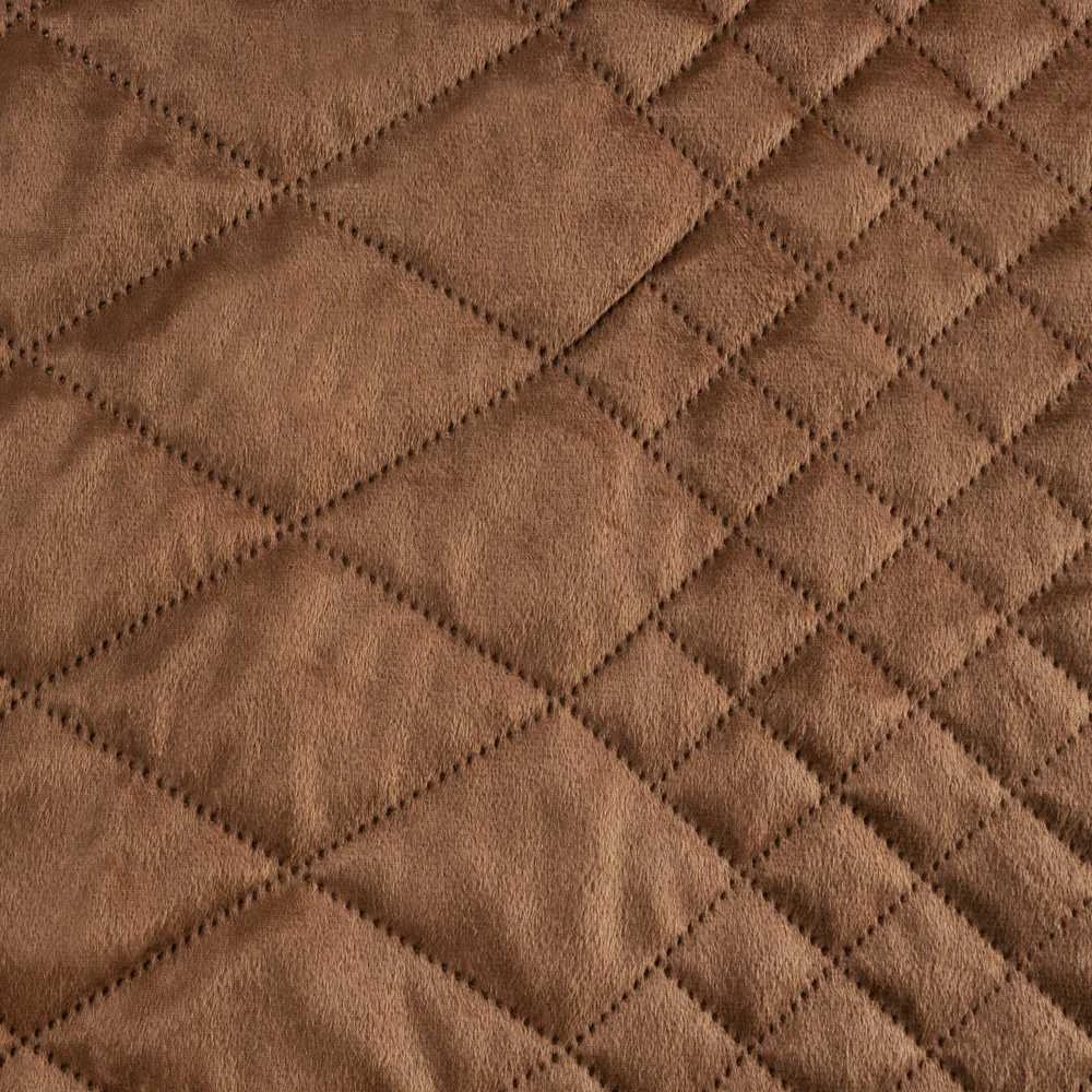 Eurofirany DESIGN 91 LUIZ / 3 Aksominė lovatiesė, dygsniuota karšto spaudimo būdu su geometriniu raštu, 220X240 cm, spalva: plytų Lovatiesė