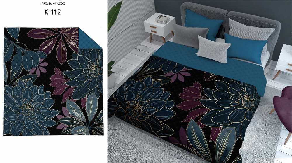 Dekoratyvinis pledas, 220x240 centimetrų, mėlynas gėlių raštas, dvipusė lovatiesė, Olandijos stiliaus pledas, sofos užtiesalas
