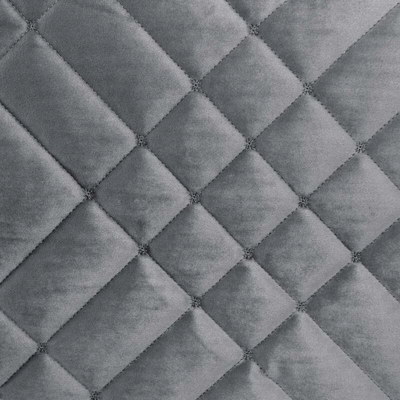 Eurofirany Plieno pilkos spalvos aksominė dekoratyvinė lovatiesė, 220x240 cm, didelėms dvigulėms lovoms, su dekoratyviniu dygsniavimu, lengva 250 g/m², miegamojo užtiesalas Lovatiesė