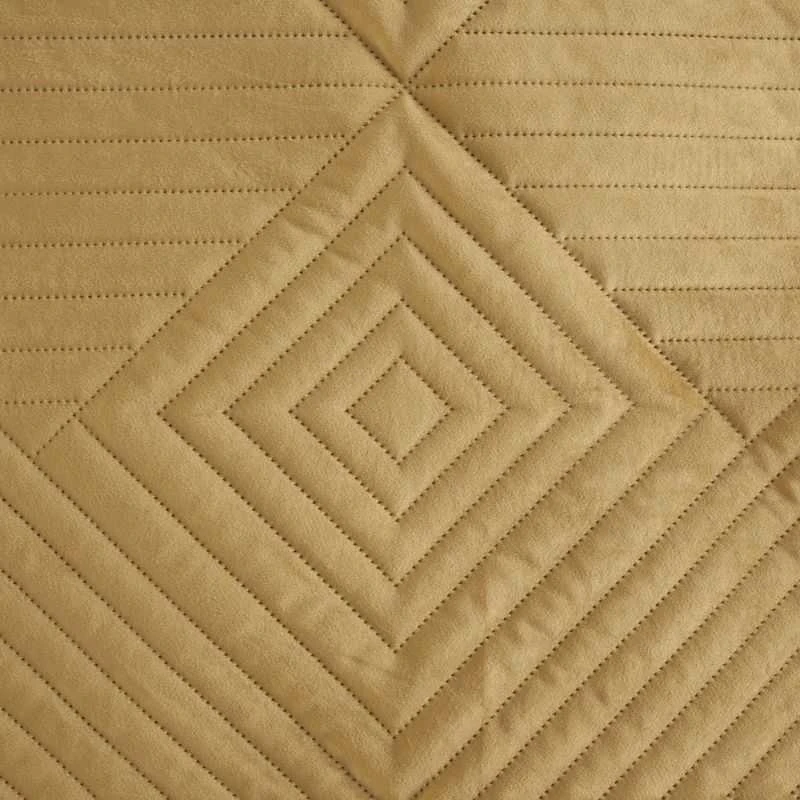 Eurofirany SOFIA/2 Minkšto ir matinio aksomo lovatiesė, dygsniuota karšto spaudimo būdu (hot press), su geometriniu raštu, 220X240 cm, spalva: medaus
