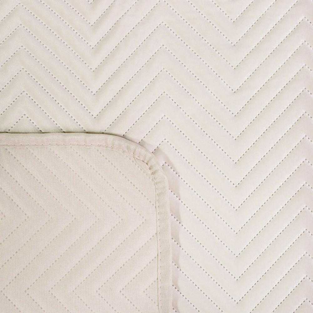 Eurofirany Kreminis aksominis dvipusis dekoratyvinis užtiesalas, 220x240 cm, besiūlis dygsniuotas raštas, vasarinis apklotas, miegamojo dekoras, minkštas lovos užtiesalas Lovatiesė