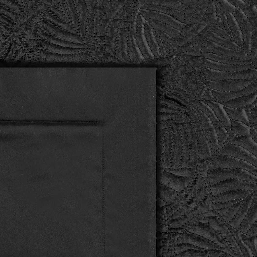 Eurofirany LIMITED COLLECTION LILI4 Švelnaus aksomo lovatiesė, dygsniuota karšto spaudimo (hot press) augalų raštu, 280X260 cm, spalva: juoda