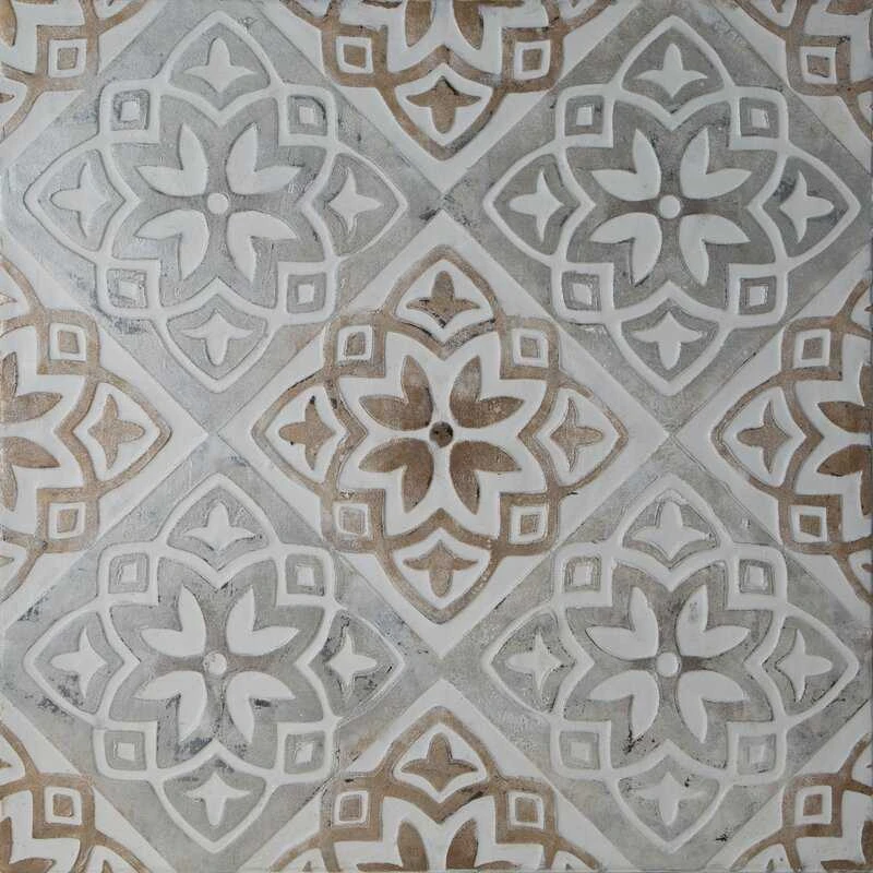 Eurofirany Mėlynas ornamentinis rankomis tapytas paveikslas ant drobės, 80x80 cm kvadratinis dekoratyvinis kūrinys, unikali meninė sienų dekoracija svetainei ar miegamajam, interjero detalė