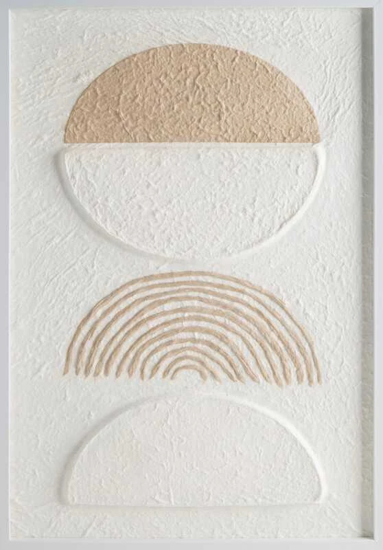 Eurofirany Abstraktaus boho stiliaus sienos meno kūrinys, baltas ir bėžinis minimalistinis gamtos įkvėptas dizainas, 40x60 cm įrėmintas dekoratyvinis paveikslas svetainei miegamajam, modernus interjero akcentas
