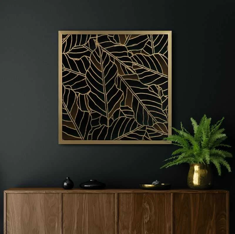 Eurofirany LIMITED COLLECTION LILI1 Paveikslas su auksiniu atspaudu aukso spalvos rėmelyje, 53X53 cm