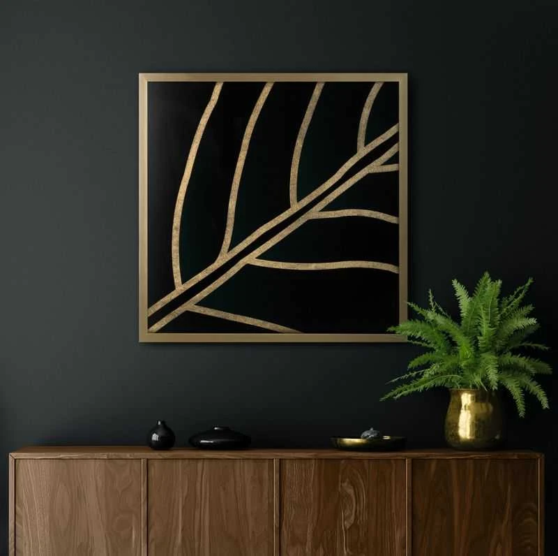 Eurofirany LIMITED COLLECTION LILI3 Paveikslas su auksiniu atspaudu aukso spalvos rėmelyje, 53X53 cm