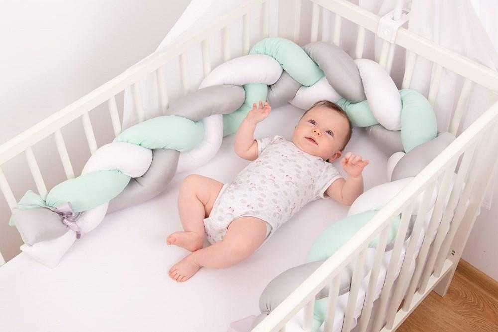 Baby Matex Lovytės apsauga, pinto satino medvilnės kūdikio lovos krašto apsauga, 200 cm ilgio, Mozės krepšiui ir lopšiui, kūdikio kokonas pagalvė, minkštas bortelis