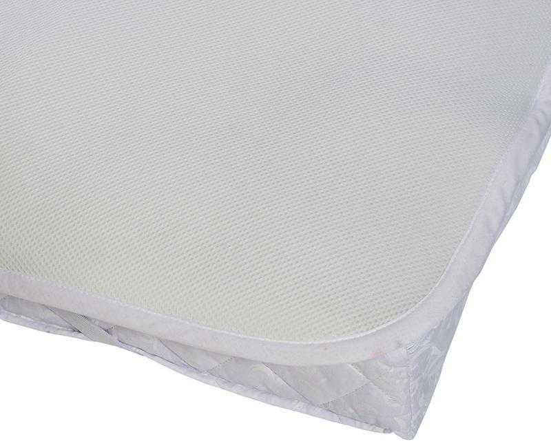 Kūdikio čiužinio apsauga, 60x120 cm, kvėpuojantis 3D korio sluoksnis, neperšlampama ir sugerianti, elastingi kampų dirželiai, balta, vaikiška paklodė