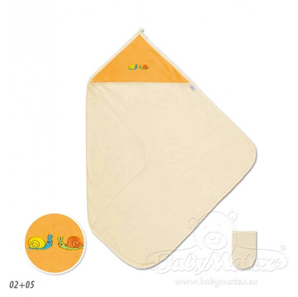 Matex BABY FROTTE MAudymosi kostiumėlis 85x85 CM ECRU SU ORANŽINIU