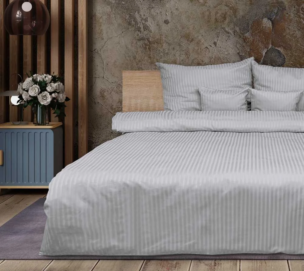 Multitex Patalynė adamaszkowa 160x200 pilka 42 jednobarwna 1cm paski Matex
