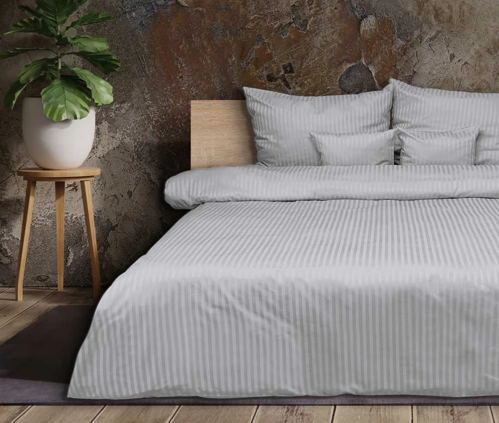 Multitex Patalynė adamaszkowa 160x200 pilka 42 jednobarwna 1cm paski Matex
