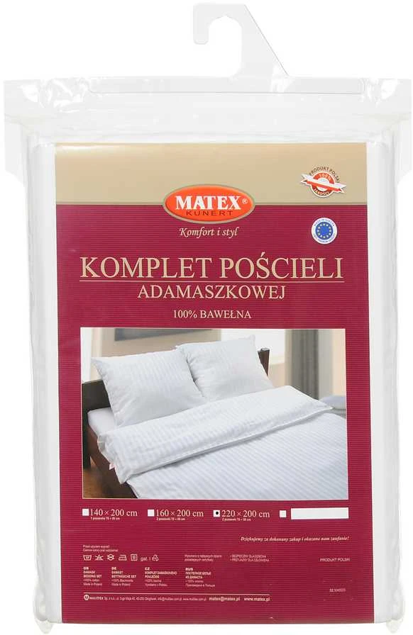 Multitex Patalynė adamaszkowa 220x200 balta 01 jednobarwna 1cm paski Matex