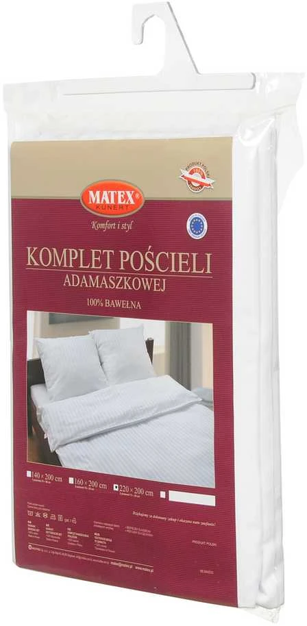 Multitex Patalynė adamaszkowa 220x200 balta 01 jednobarwna 1cm paski Matex