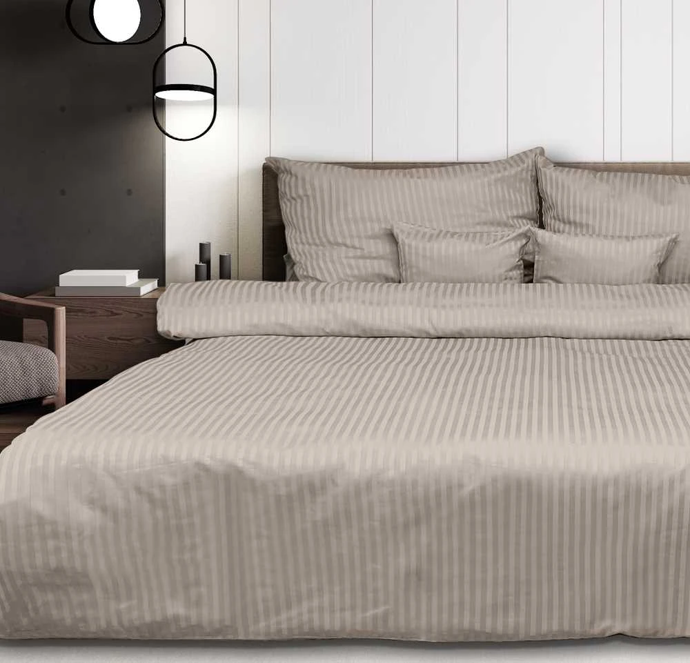 Multitex Patalynė adamaszkowa 220x200 smėlio sp. 16 jednobarwna 1cm paski Matex