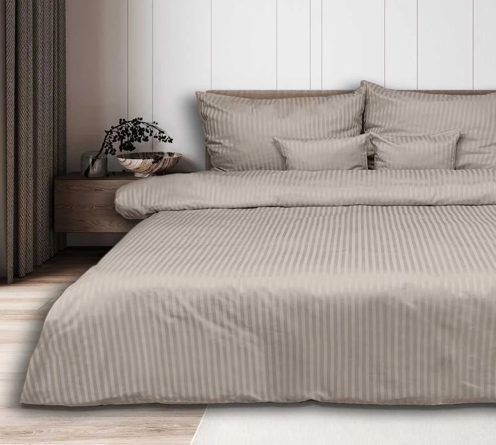 Multitex Patalynė adamaszkowa 220x200 smėlio sp. 16 jednobarwna 1cm paski Matex