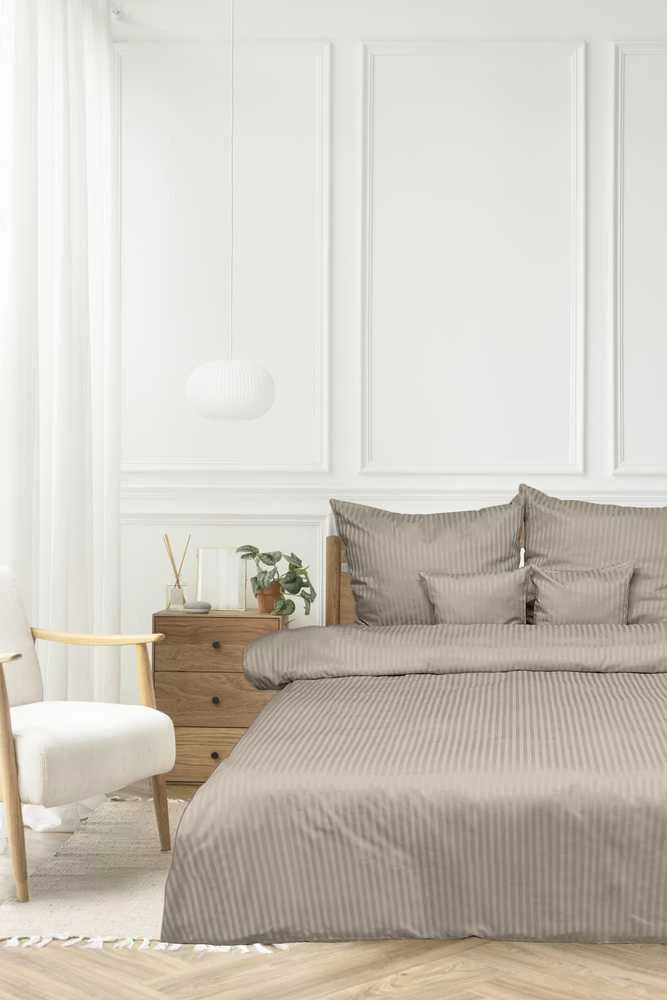 Multitex Patalynė adamaszkowa 220x200 smėlio sp. 16 jednobarwna 1cm paski Matex