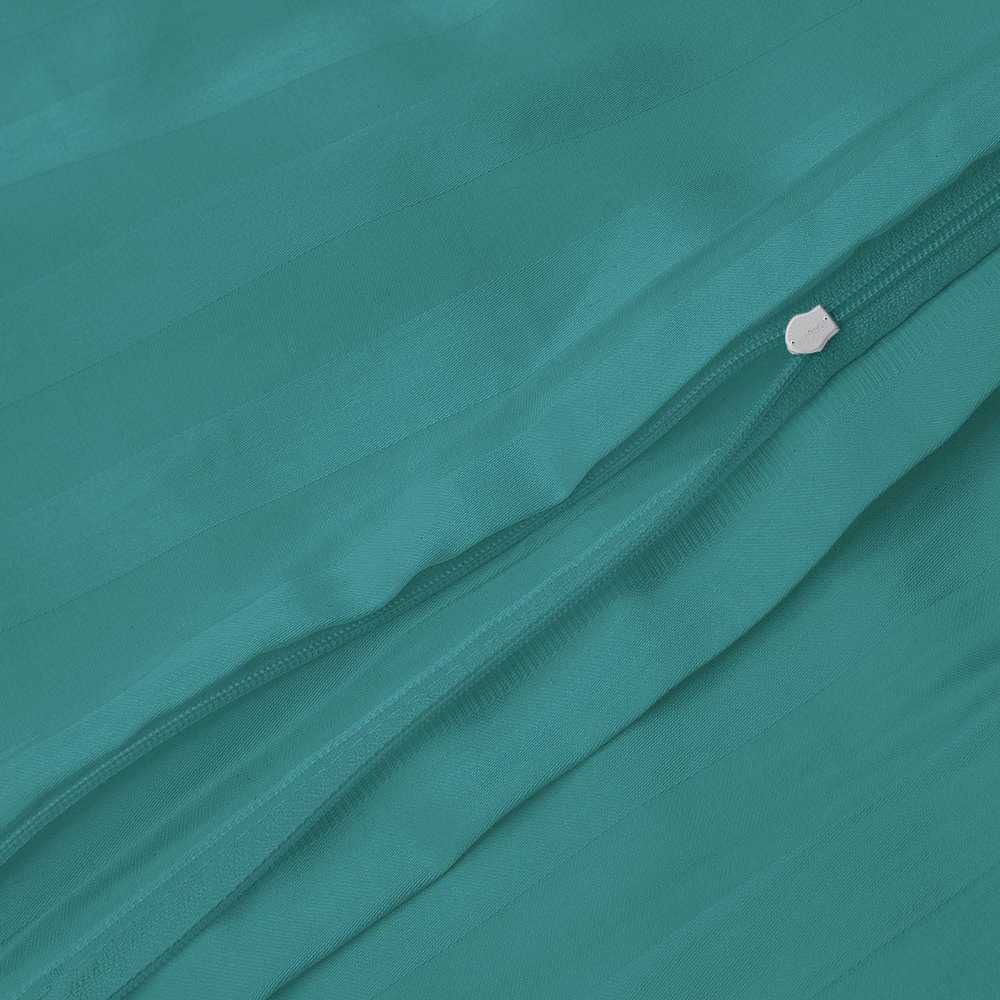 Bambuko ir medvilnės satino patalynės komplektas, 140x200 cm antklodės užvalkalas su pagalvėmis, juostuotas raštas, termoreguliacinė ir antibakterinė patalynė, OEKO-TEX sertifikatas