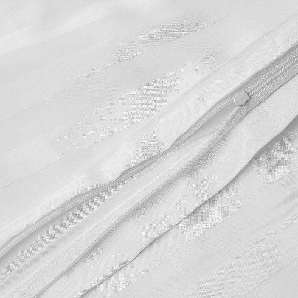 Bambuko ir medvilnės satino patalynės komplektas, baltai dryžuotas antklodės užvalkalas 220x200 cm, 7 dalių rinkinys su dekoratyviniu apvadu, hipoalerginė patalynė, prabangi miegamojo tekstilė