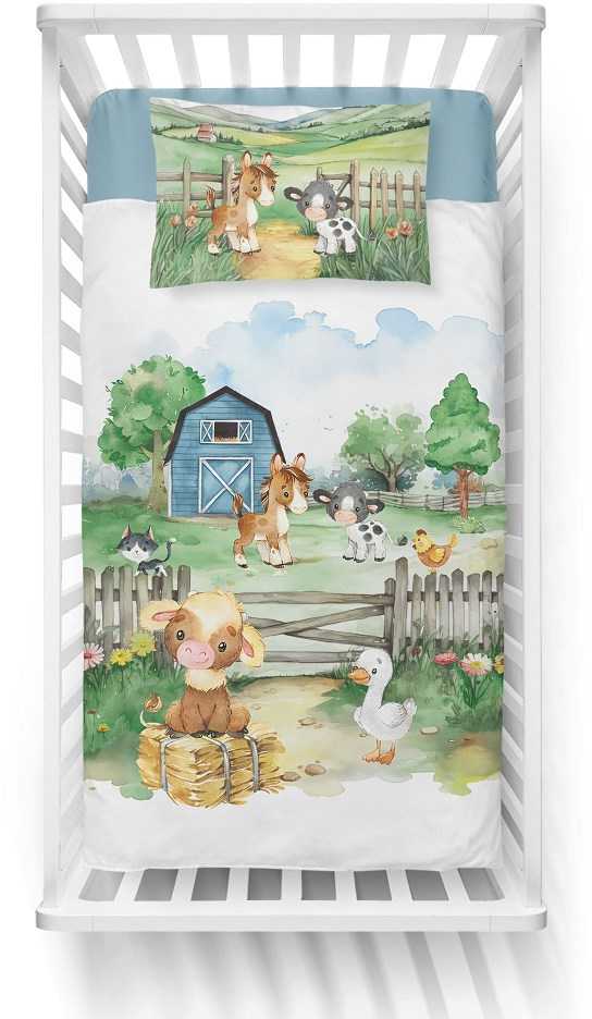 Komplet pościeli do łóżeczka 100x135 cm farma zwierzęta medvilnė Detexpol
