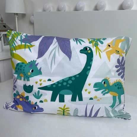 Patalynė bawełniana 100x135 Dinozaury turkusowa poszewka 40x60 August 24