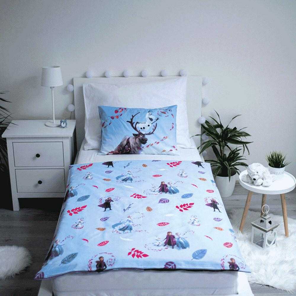 Patalynė bawełniana 100x135 Frozen Anna Elsa Kraina Lodu poszewka 40x60 dziecięca do łóżeczka