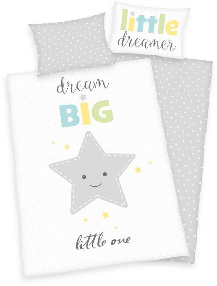 MCU Patalynė medvilninis 100x135 Star 6960 Dream Big 40x60 pagalvės užvalkalas baltas rutulys lovelei