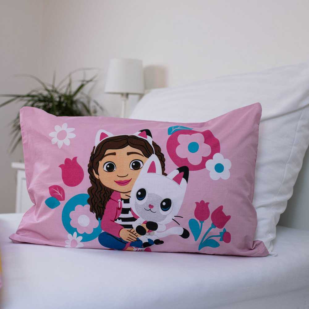 Patalynė bawełniana 100x135 Koci domek Gabi rožinė poszewka 40x60 Gabby`s Dollhouse JF24