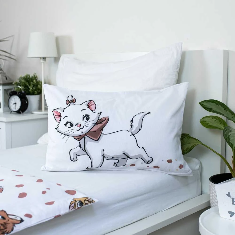 Patalynė bawełniana 100x135 Kot Marie Cat Przyjaciele balta smėlio sp. poszewka 40x60 JF24