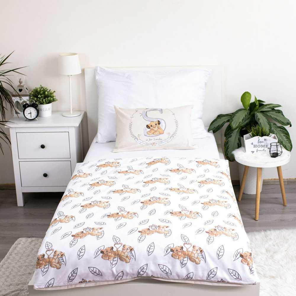 Patalynė bawełniana 100x135 Król Lew Simba Nala przyjaciele Lion King best friends kwiatki 4751 dziecięca do łóżeczka