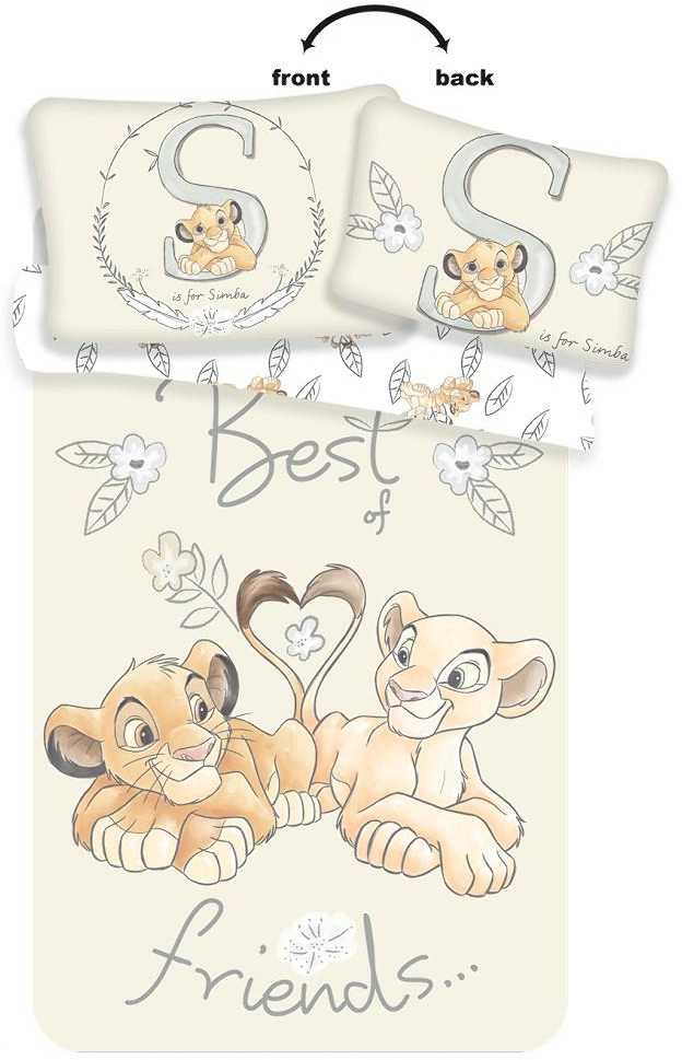 Patalynė bawełniana 100x135 Król Lew Simba Nala przyjaciele Lion King best friends kwiatki 4751 dziecięca do łóżeczka