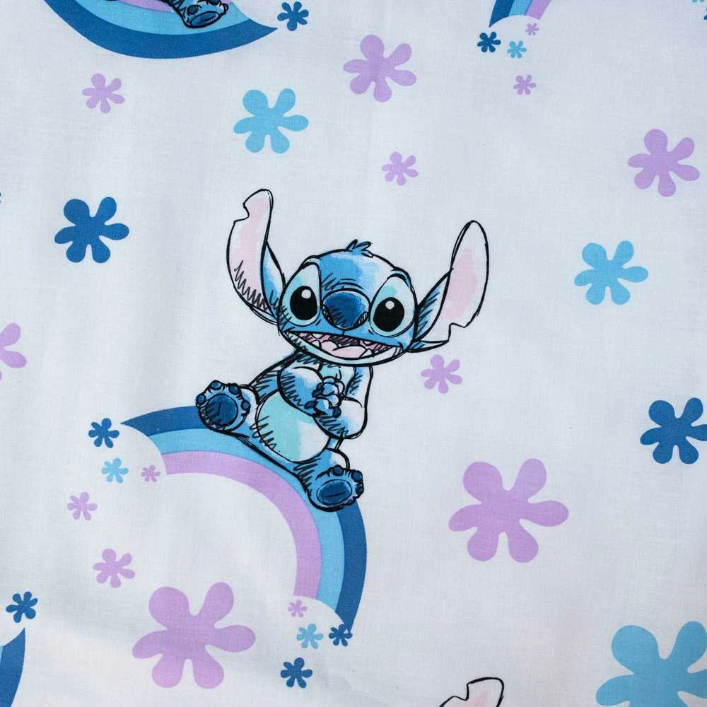 Patalynė bawełniana 100x135 Lilo i Stitch tęczowe dziecko balta mėlyna poszewka 40x60 JF24