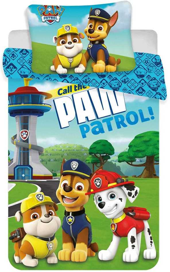 Patalynė bawełniana 100x135 Psi Patrol Paw Pieski 8671 mėlyna drużyna