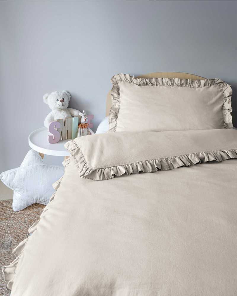Detexpol Patalynė DZIECIĘCA Z FALBANĄ 100x135 BAWEŁNA BEŻOWA BEIGE FALBANKA BOHO