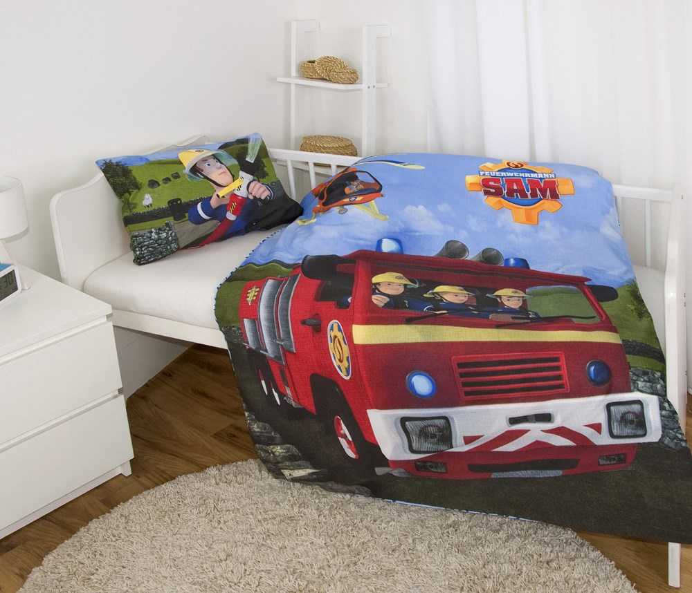 MCU Patalynė medvilnė 100x135 Fireman Sam mėlyna raudona vaikiška lova H23