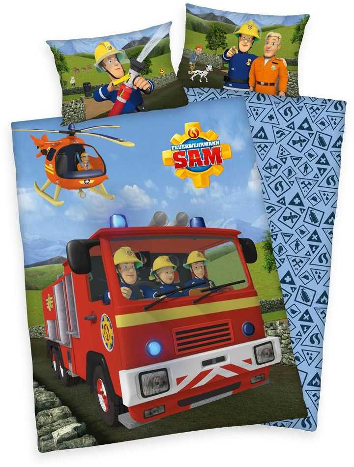 MCU Patalynė medvilnė 100x135 Fireman Sam mėlyna raudona vaikiška lova H23
