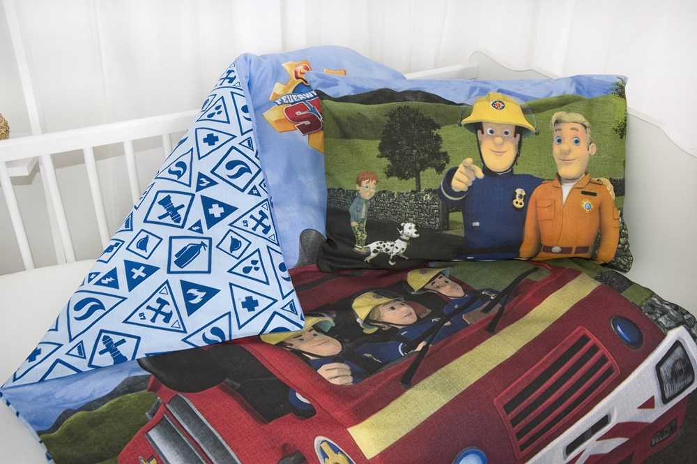 MCU Patalynė medvilnė 100x135 Fireman Sam mėlyna raudona vaikiška lova H23