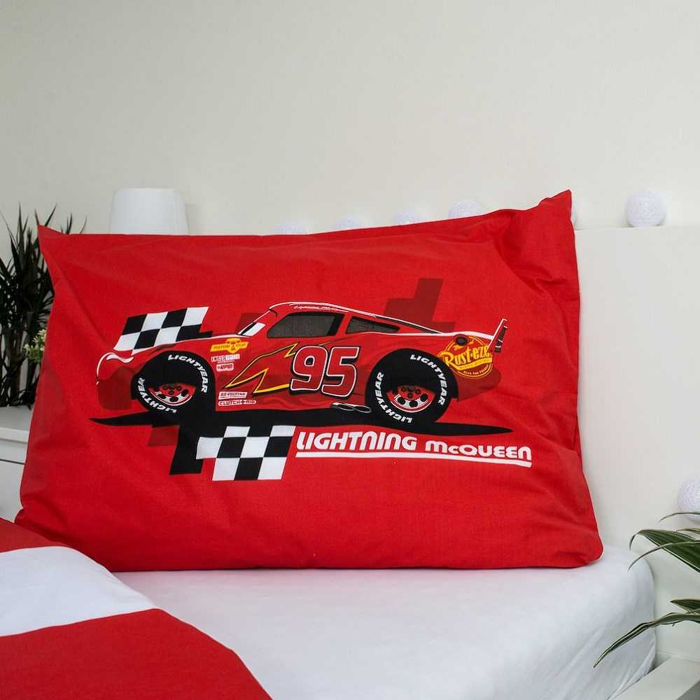 Patalynė bawełniana 140x200 Cars Auta 8353 I am speed Zygzak McQueen poszewka 70x90 raudona dziecięca